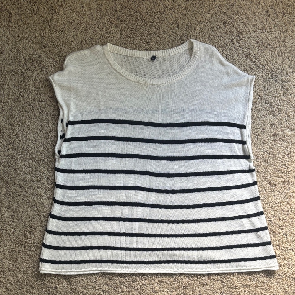 Striped Black and White Sleeveless Sweater